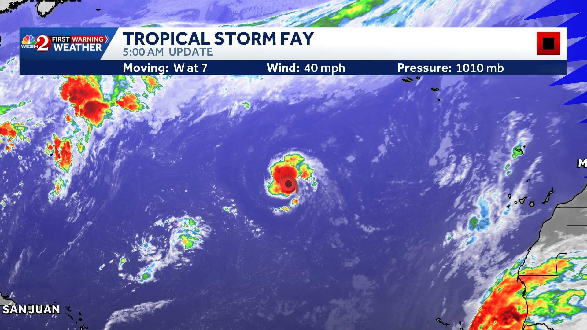 Tropical Storm Fay could strengthen before weakening over Atlantic, NHC says — WESH 2 Orlando